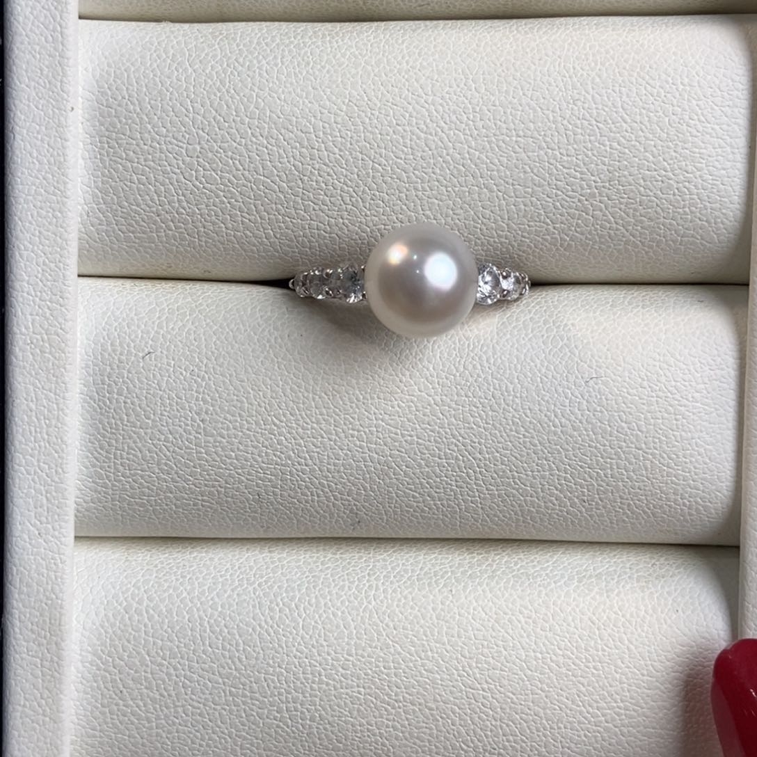 海水珍珠戒指银S925镶嵌
