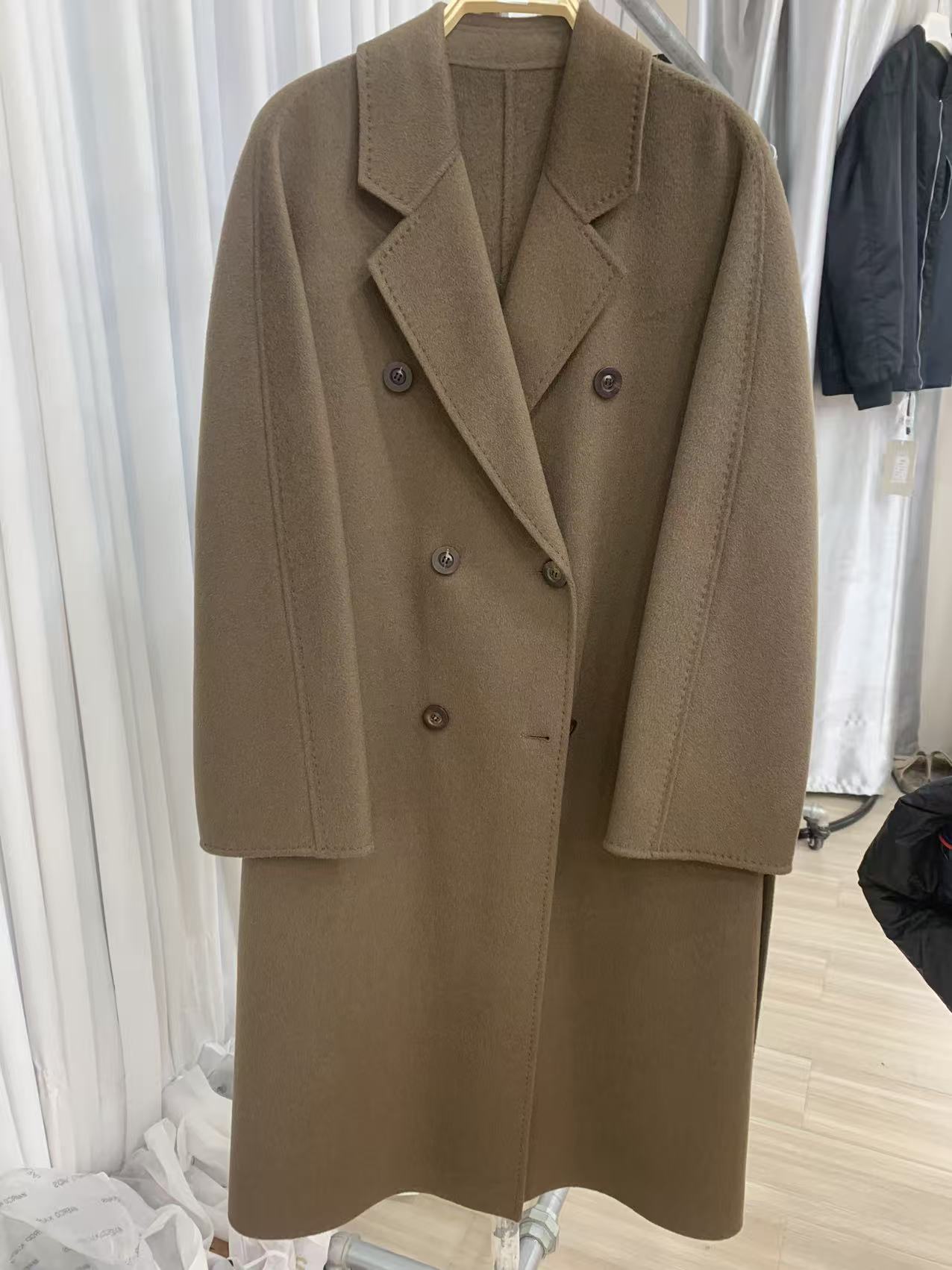 【子慧服饰】 扎染厚款毛呢外套羊驼毛腰带大衣百搭双面呢时尚外套