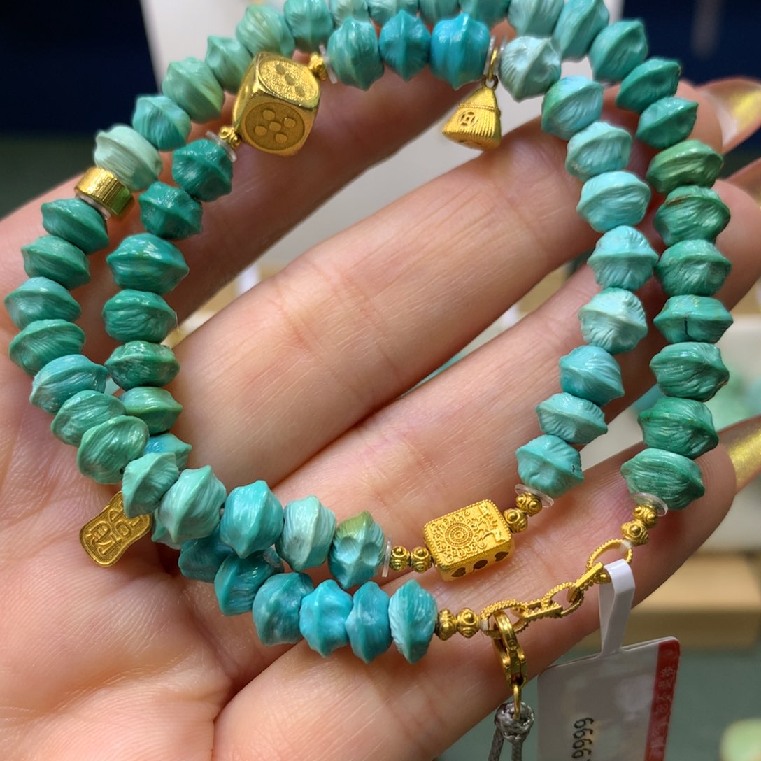 绿松石手链18K金镶嵌