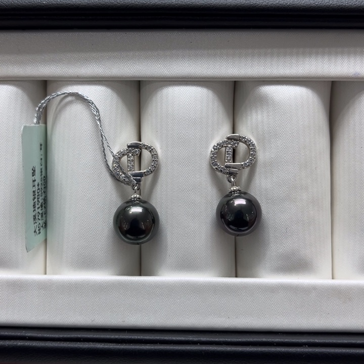 海水珍珠漏大溪地CD款耳坠9-10mm银S925镶嵌