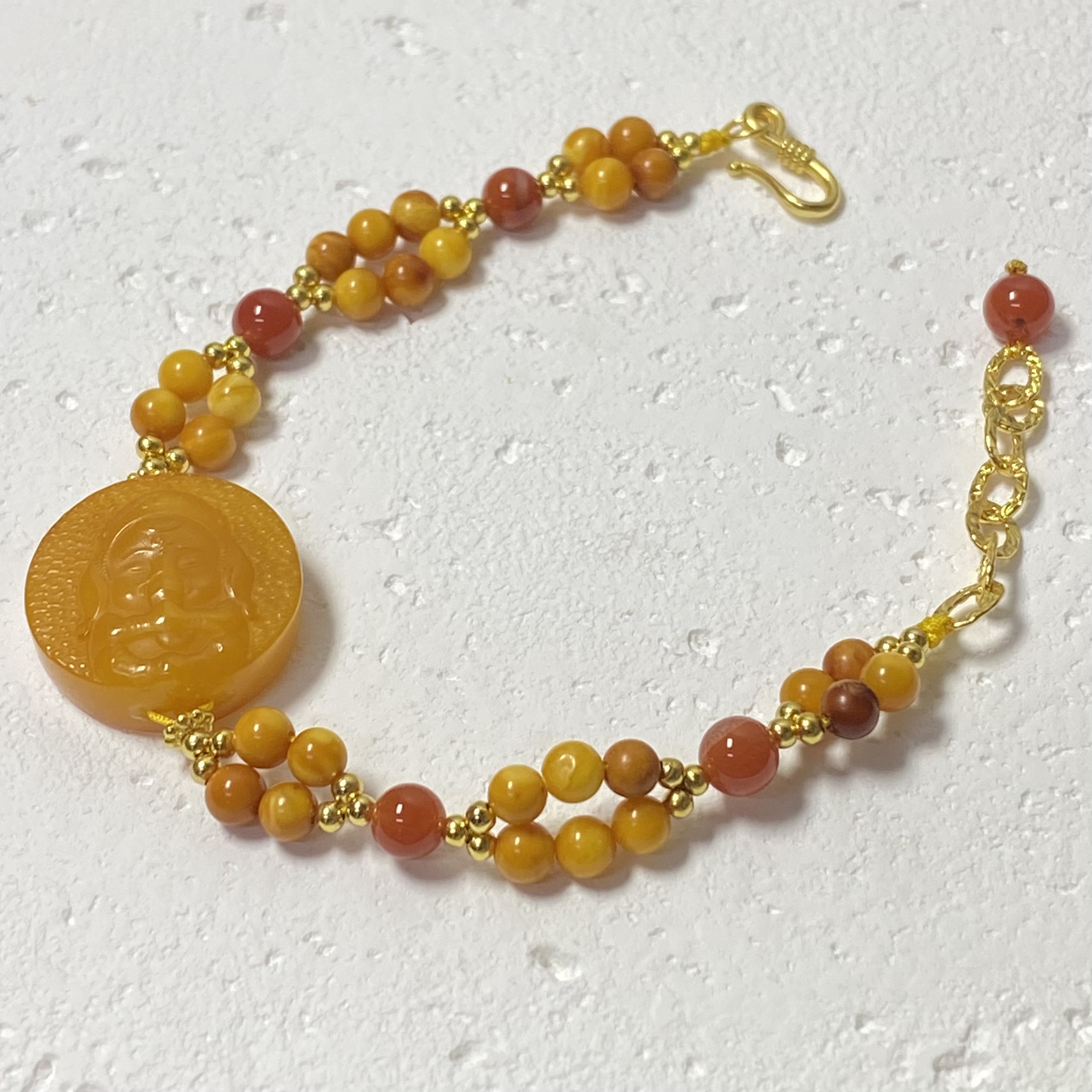 【亿轩珠宝】ZX152706焦皮料象神diy花蜡南红手链3-4mm+