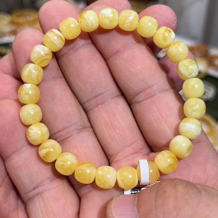 顺***溜蜜蜡未镶嵌手链微瑕00008.5mm