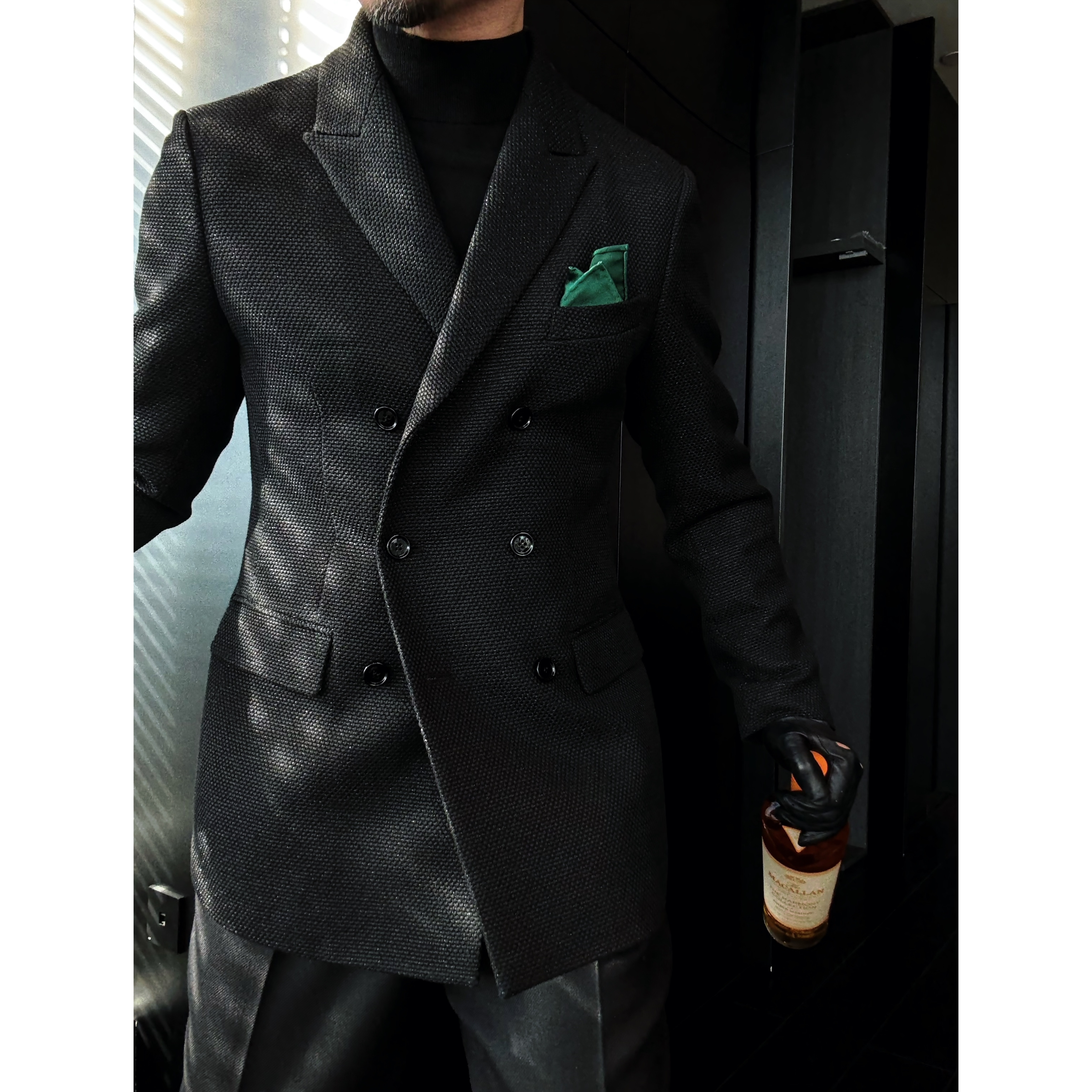 DRUNKCORNER “碎钻星空”双排戗驳头六粒扣西服单上衣时尚