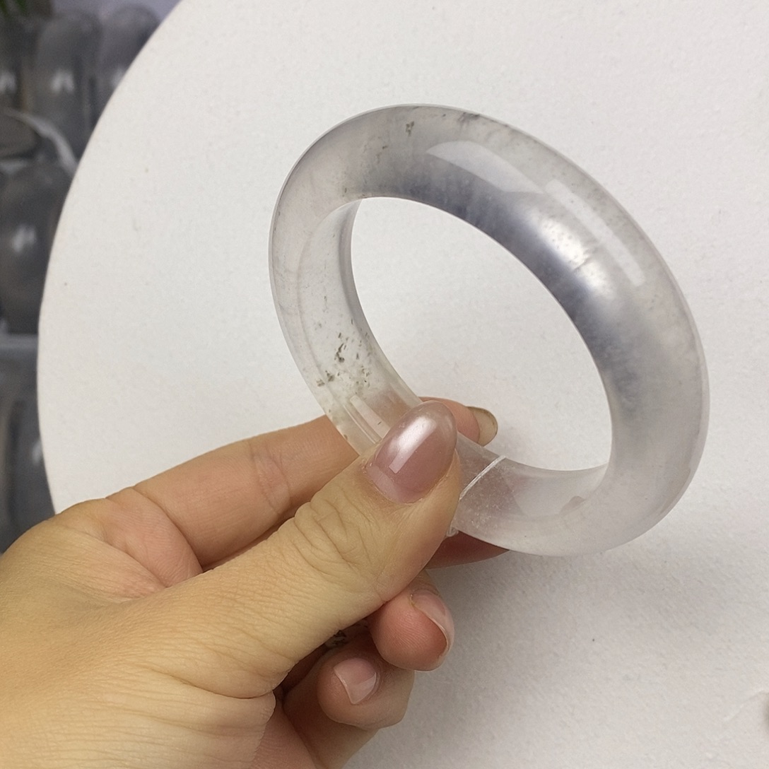 石英质玉未镶嵌手镯55.4冰飘雪泥鳅背