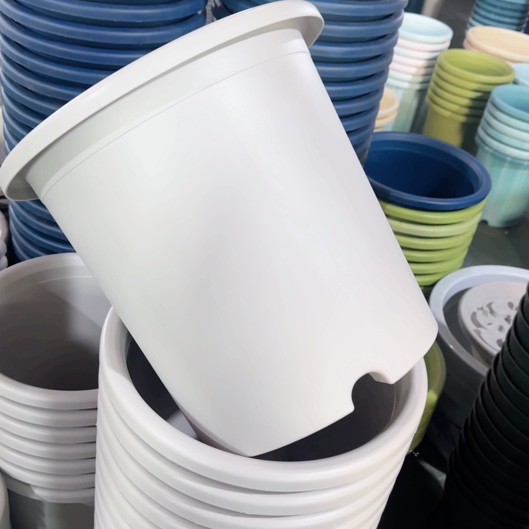 树脂四季盆8#无拖灰白微瑕3