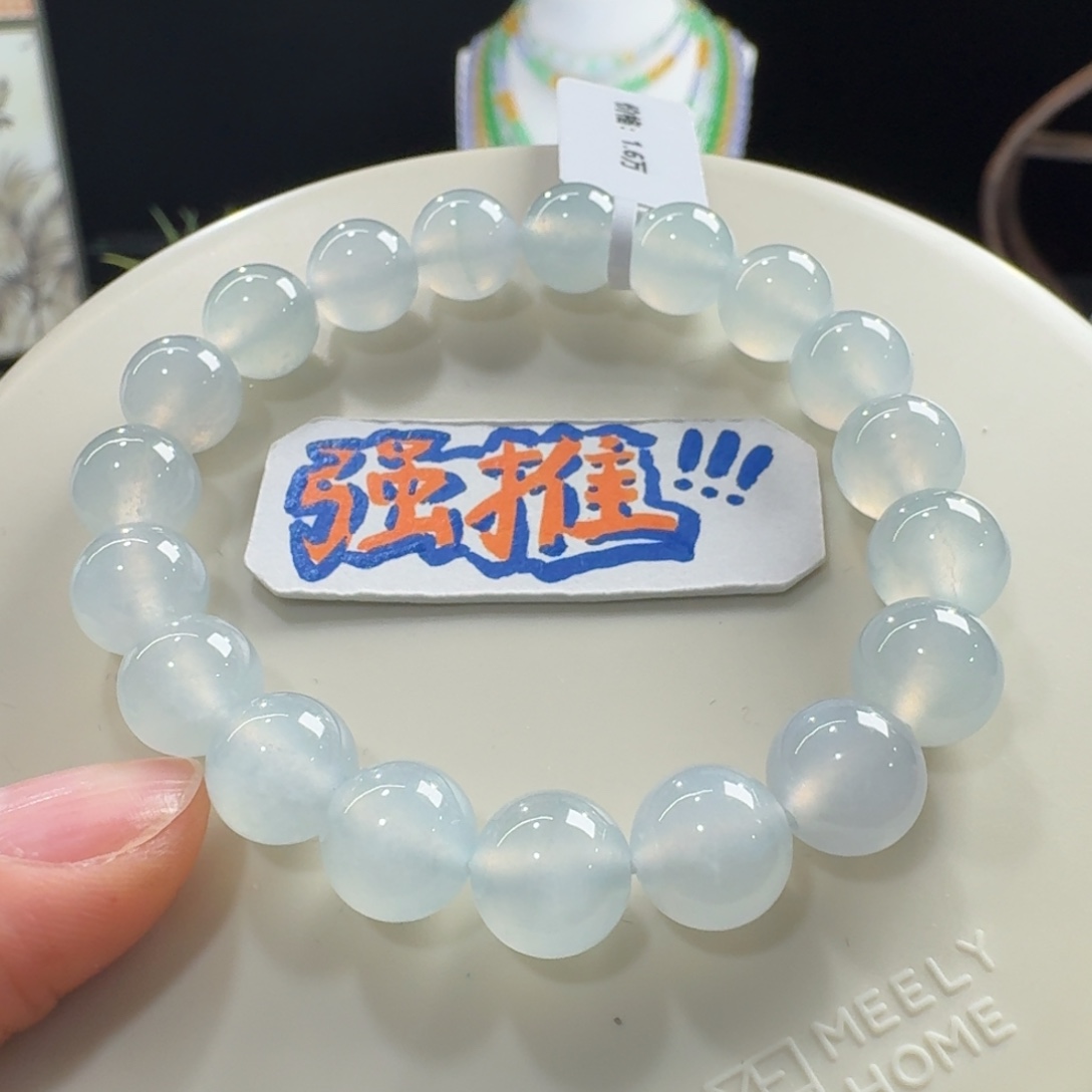 翡翠未镶嵌手链力力力力力推！超纯果冻冰川蓝单圈10mm