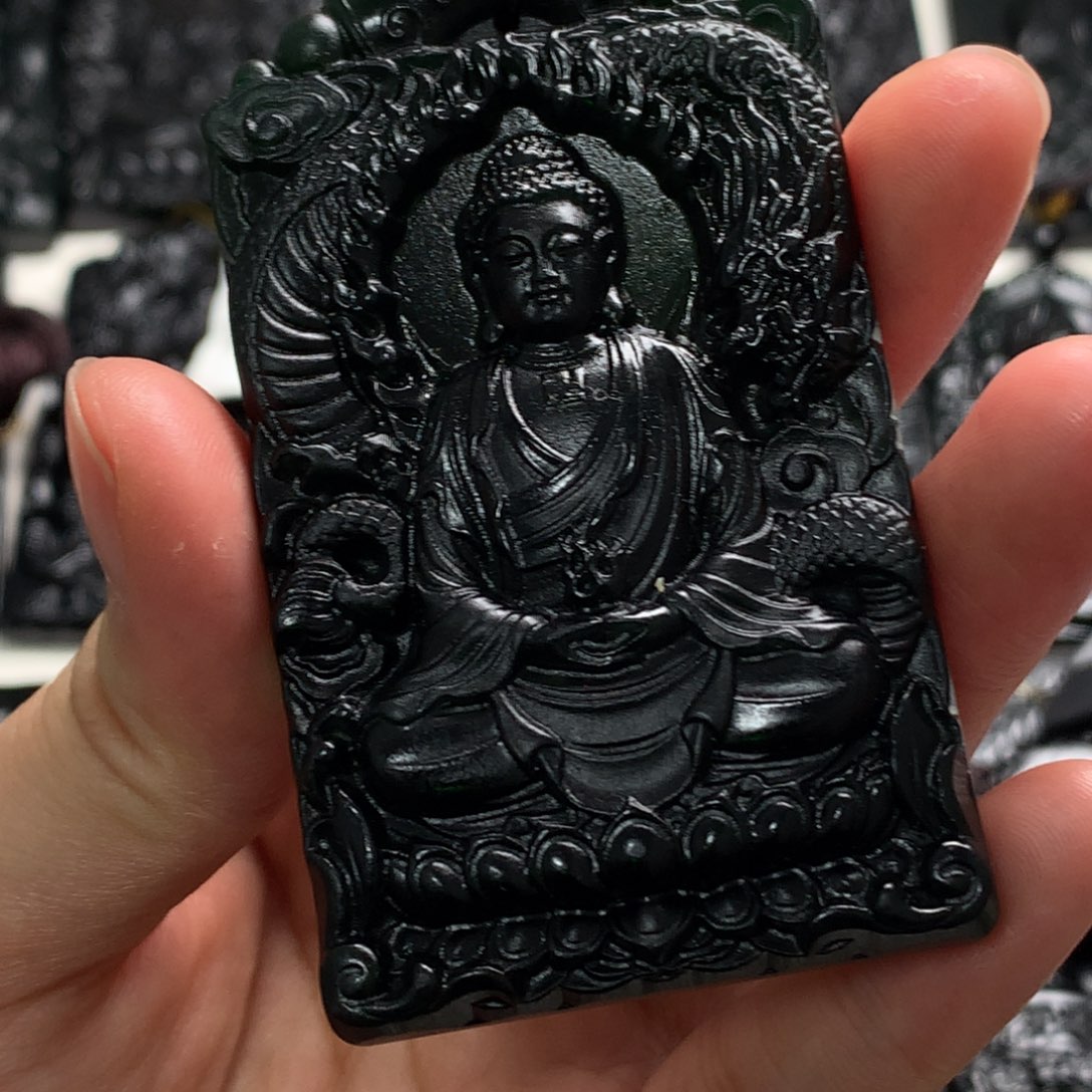 天然缅甸a货钢琴黑挂件