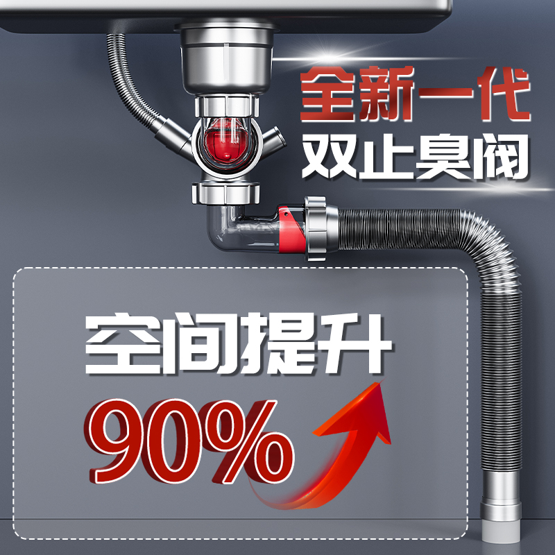 厨房下水管排水管水槽洗菜盆下水道防臭单槽全套下水器下水管配件