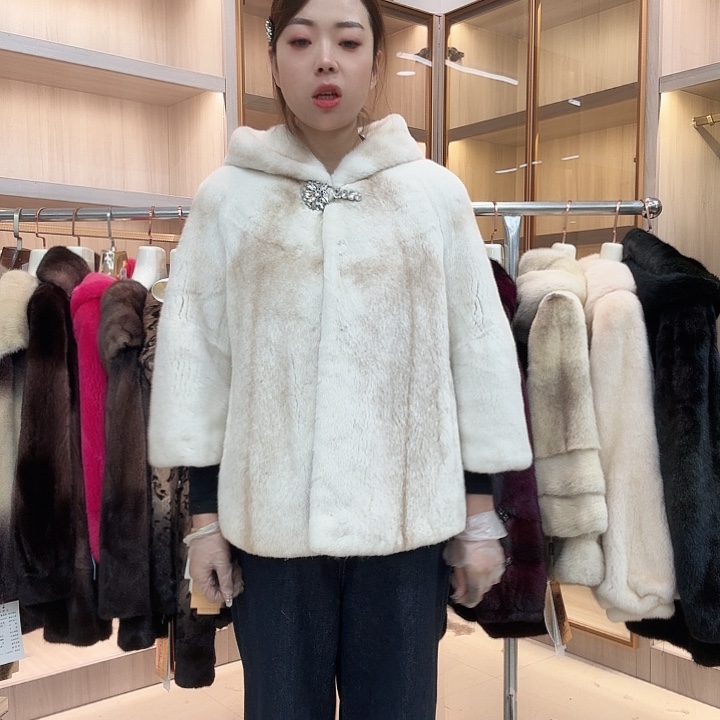 十字貂连帽款yh0090