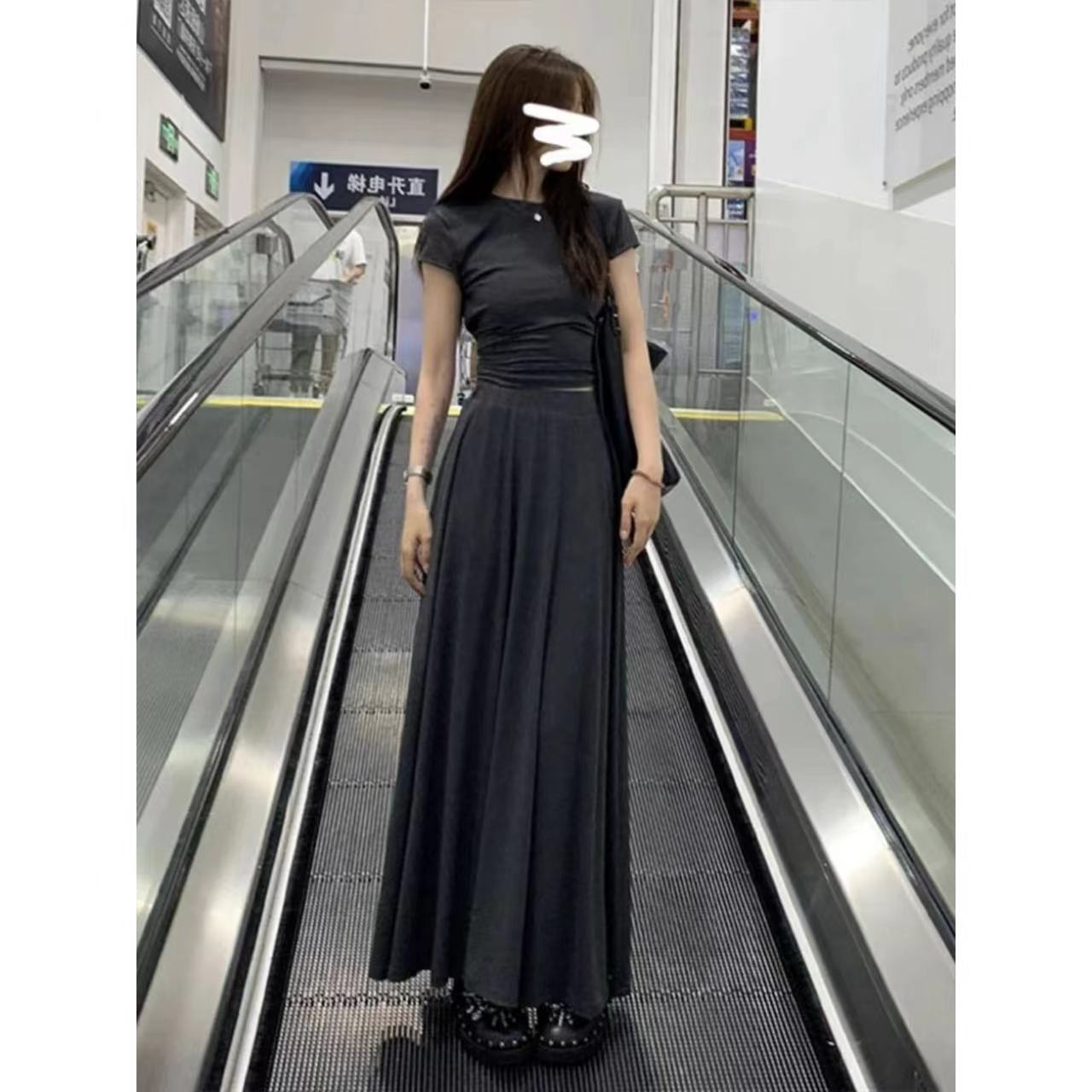 【8002】纯欲风韩版简约通勤时尚套装西装黑色轻熟短袖连衣裙