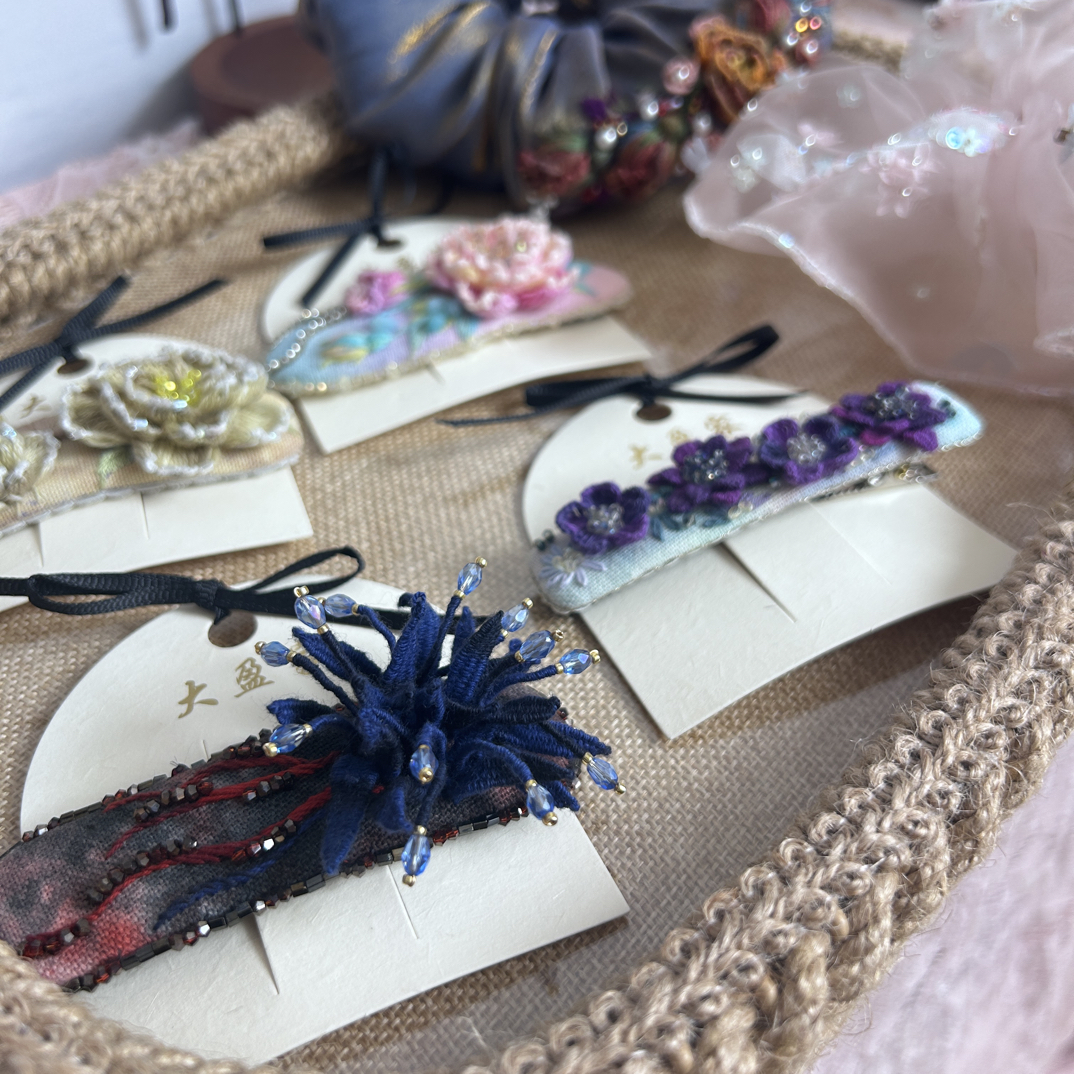 成品刺绣发夹  直播间选款