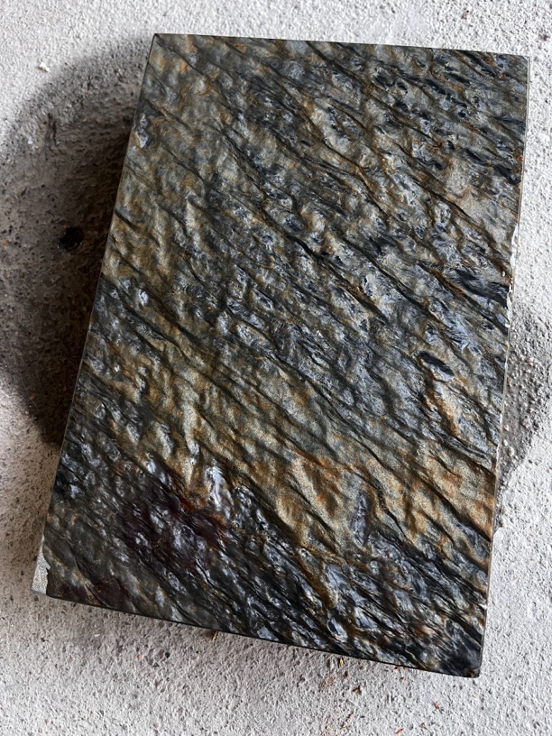 歙砚金皮水波眉尾大板砚胚