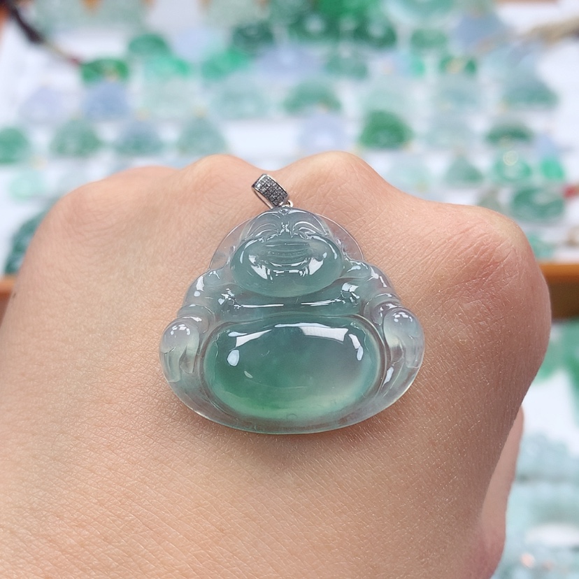 【闪购商品】翡翠吊坠(赠链)18K金镶嵌