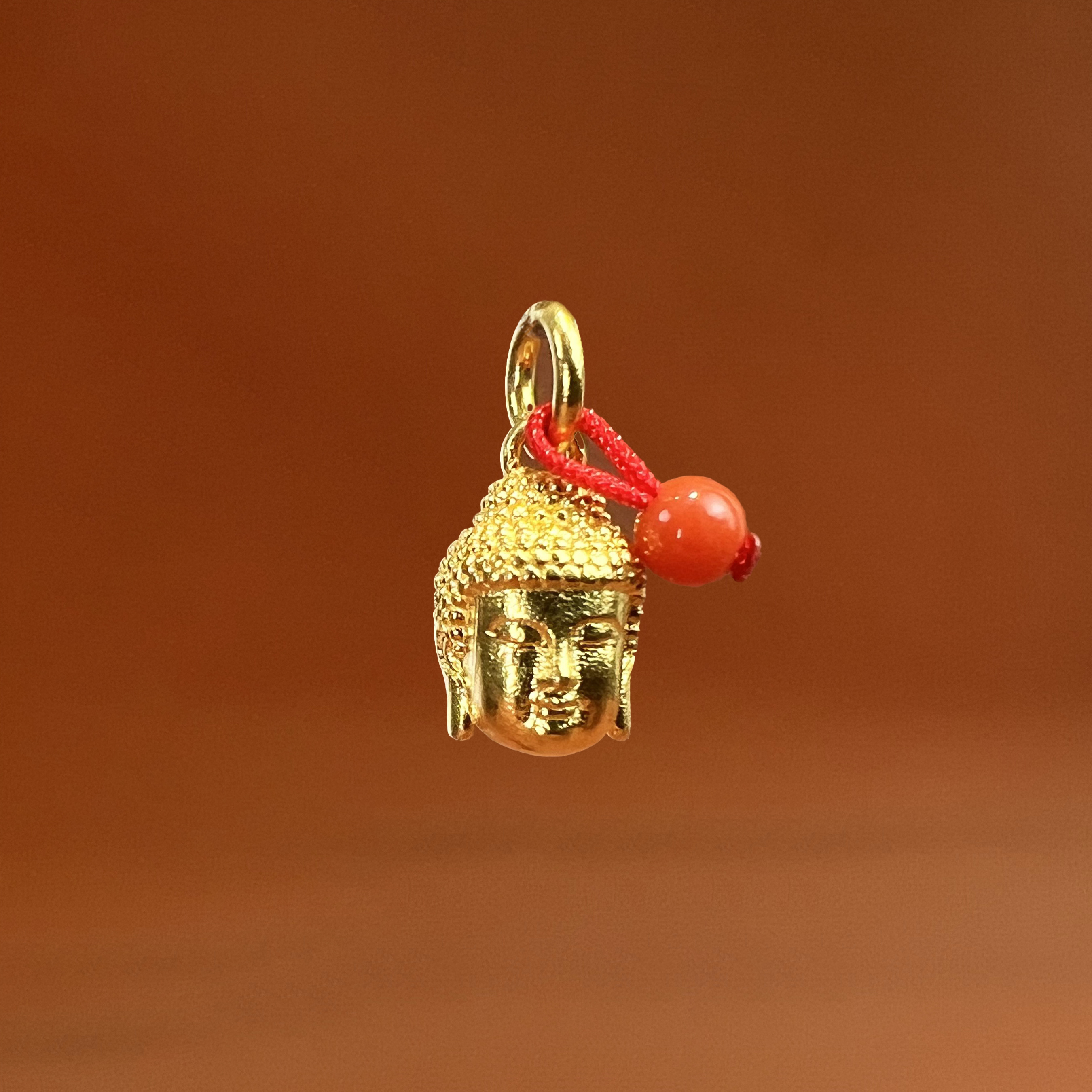 （加加）（小）足金佛头+南红 6.3*10.2*6.5mm 金约1.3g-1.51g