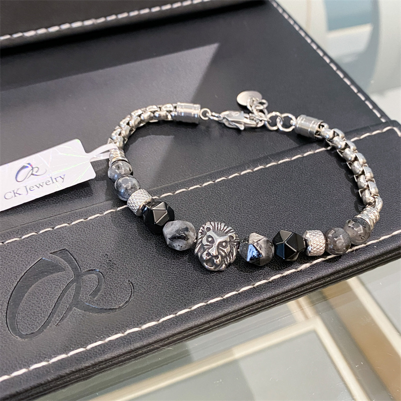 钛钢手链 黑色狮子手链B1187