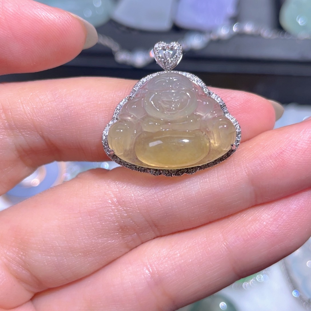 颈饰18K金镶嵌翡翠翡翠