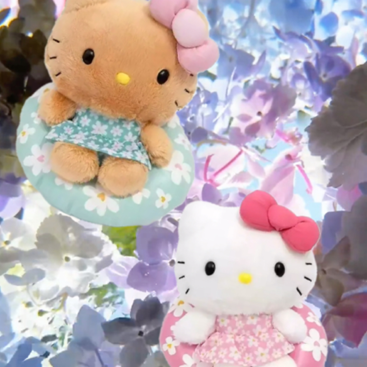 美版碎花裙hello Kitty游泳圈挂件挂饰毛绒包包挂件