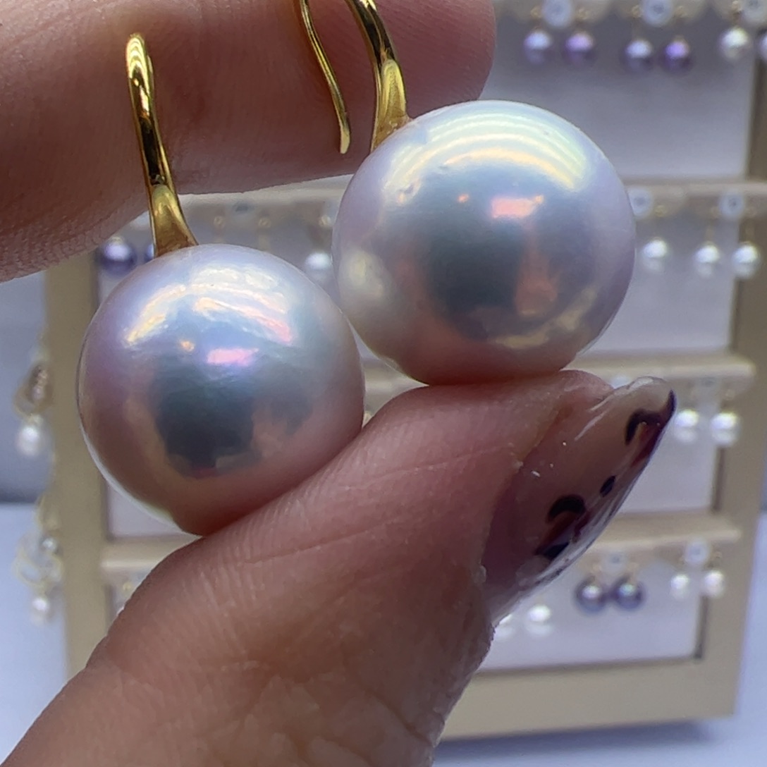 淡水珍珠耳饰银S925镶嵌