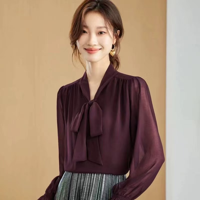 气质系带领长袖衬衫ZBS33697衣长56（卡码往小拍）