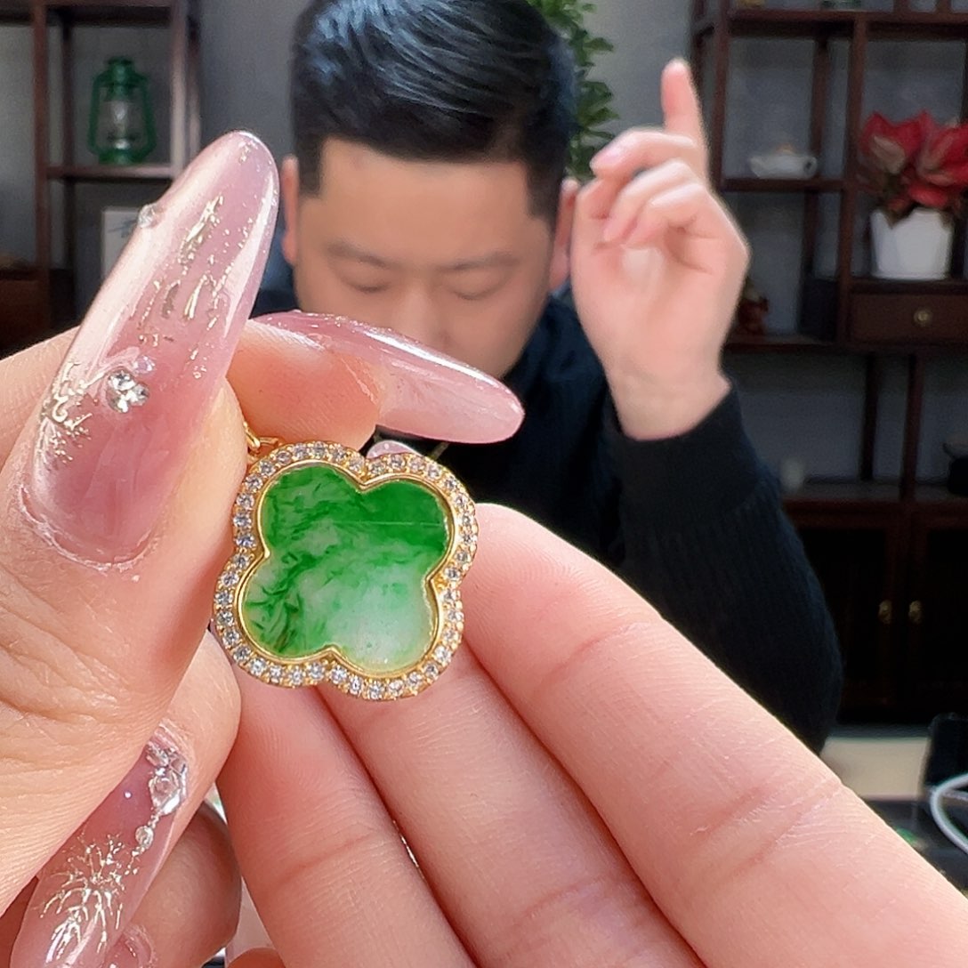 翡翠颈饰银S925镶嵌耳环21