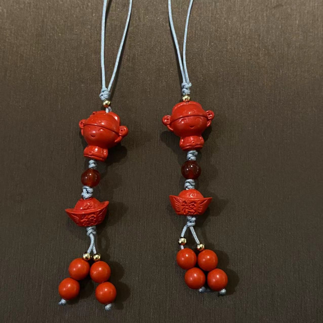 天然辰砂天然辰砂（朱砂）萌萌财神|送财童子手机挂，多样性发货1件