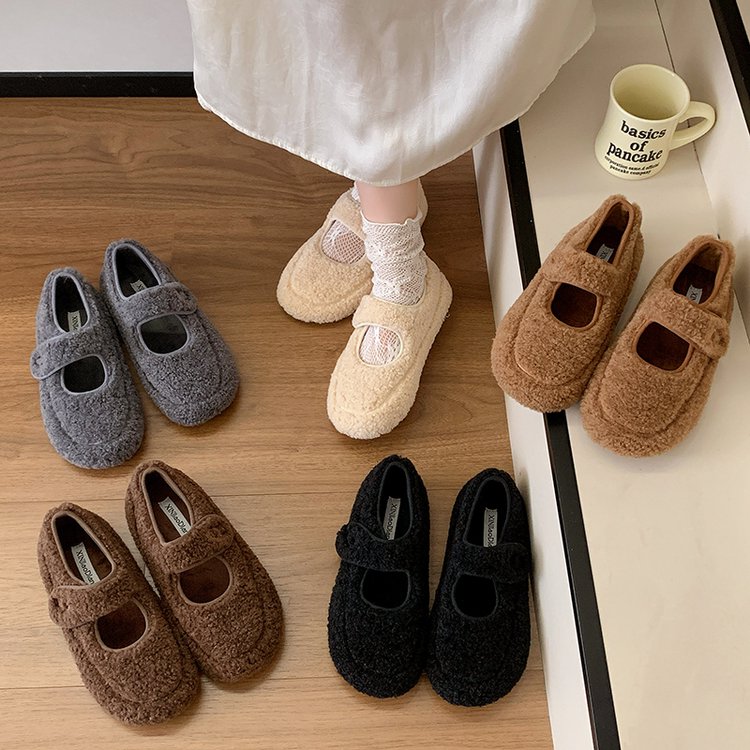 2024冬新款 棉鞋拼色简风外穿女单鞋