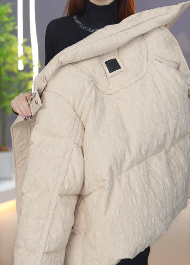 复古时尚简约通勤纯色羽绒服2025冬季新款宽松休闲保暖上衣