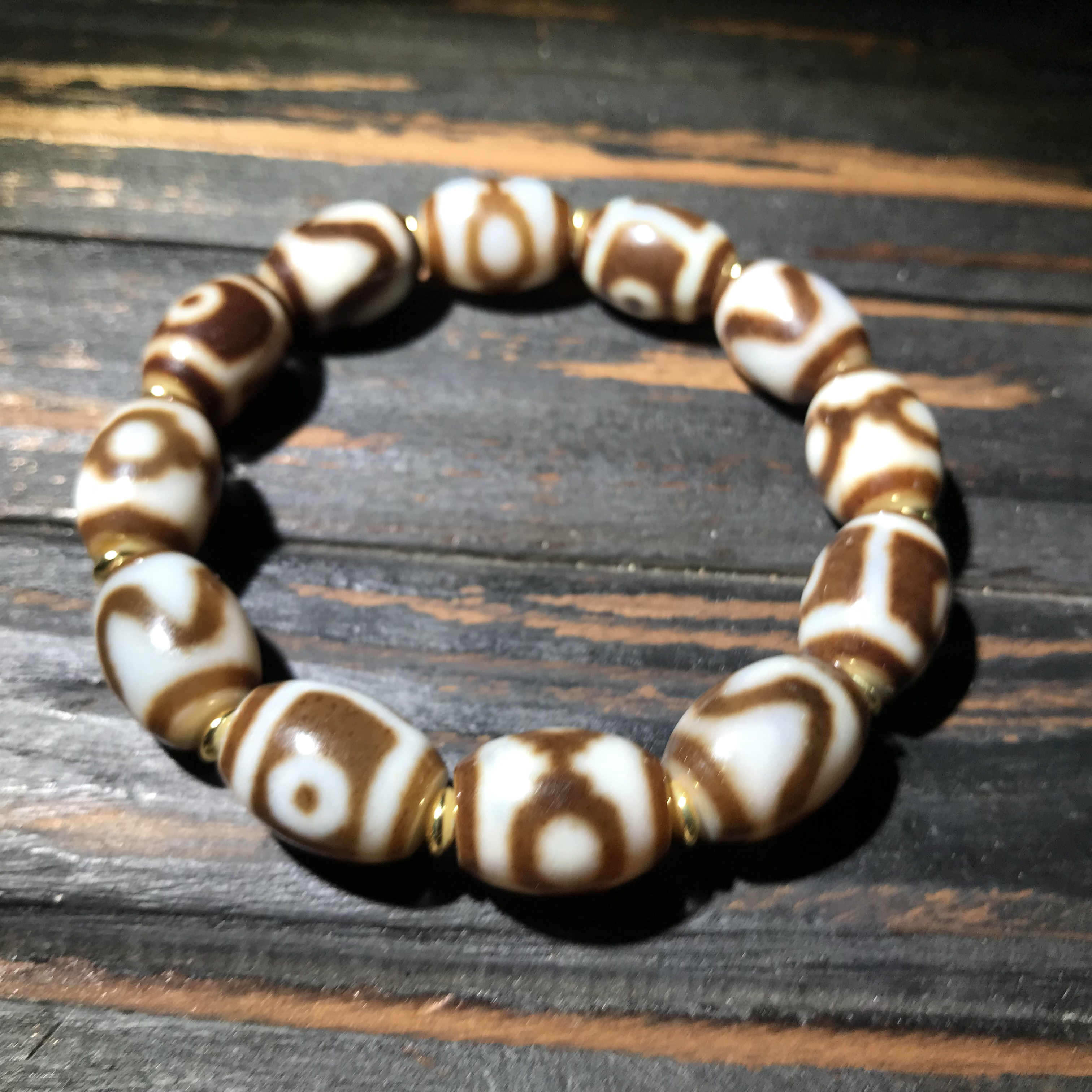 *吉晟 台工艺渗透玉化料天珠玛瑙多宝手串