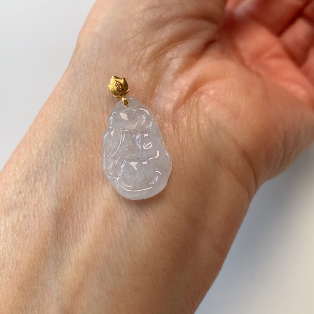 翡翠颈饰18K金镶嵌狐