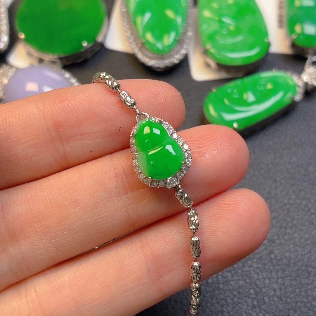 翡翠银S925镶嵌吊坠(不含链)手链