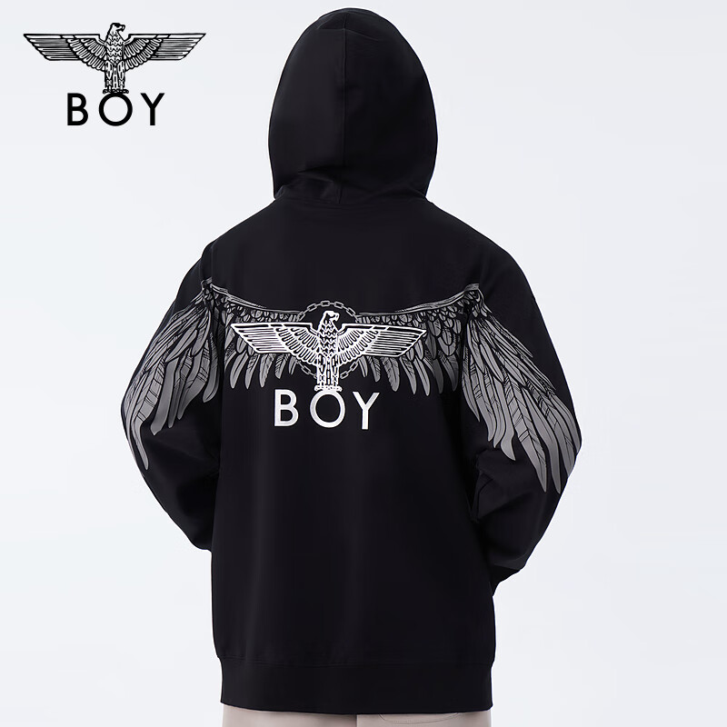 BOY LONDON连帽潮牌上衣春季情侣同款反光翅膀印花宽松设计N04800