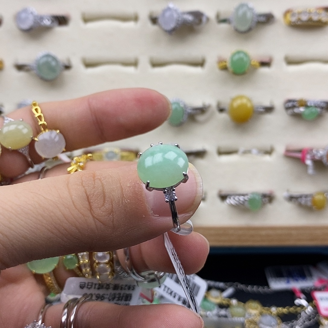 翡翠银S925镶嵌戒指