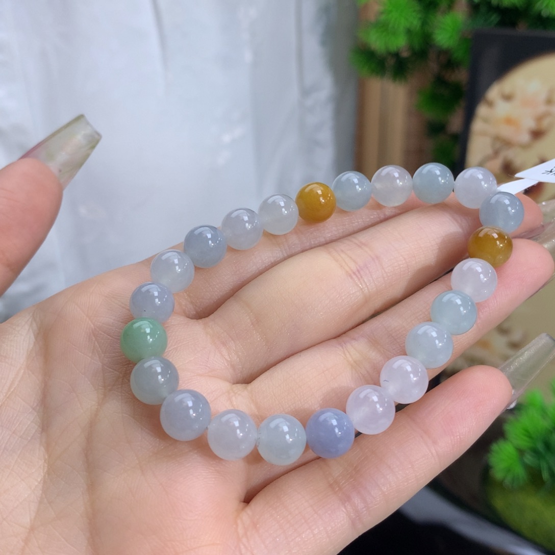 翡翠手链未镶嵌卡7.9冰润胶多宝