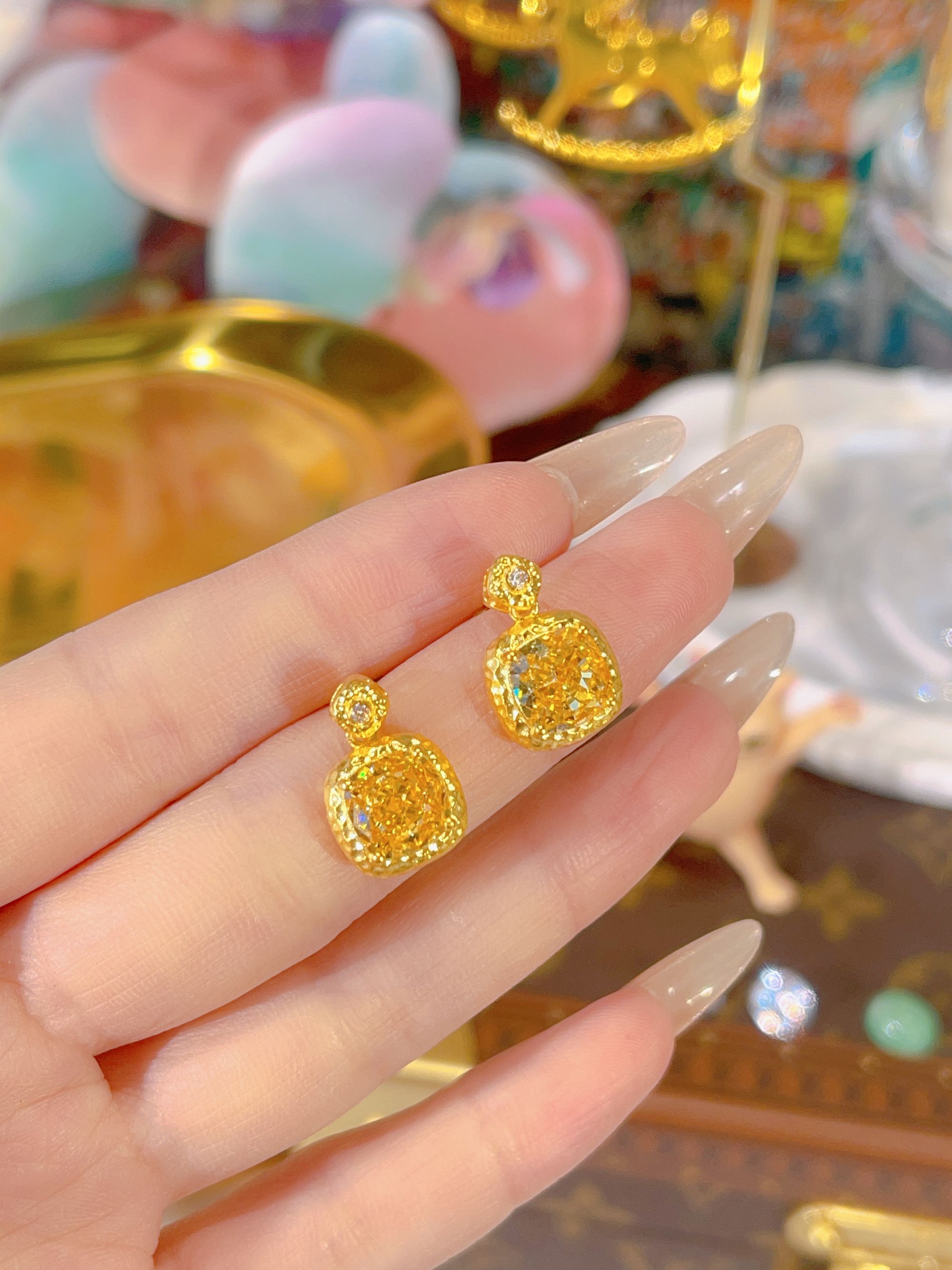 【苏妮法】足金999方糖吊坠项链古法黄金镶嵌11.46克 6.22