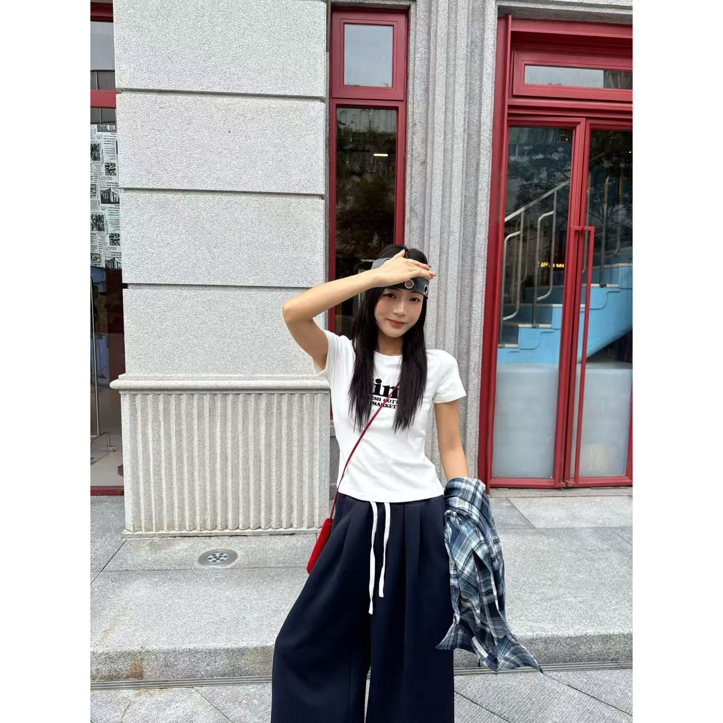 亿尚 福（1yse1d1566#）kims- 磨毛的字母印花修身显瘦短T恤 10-5