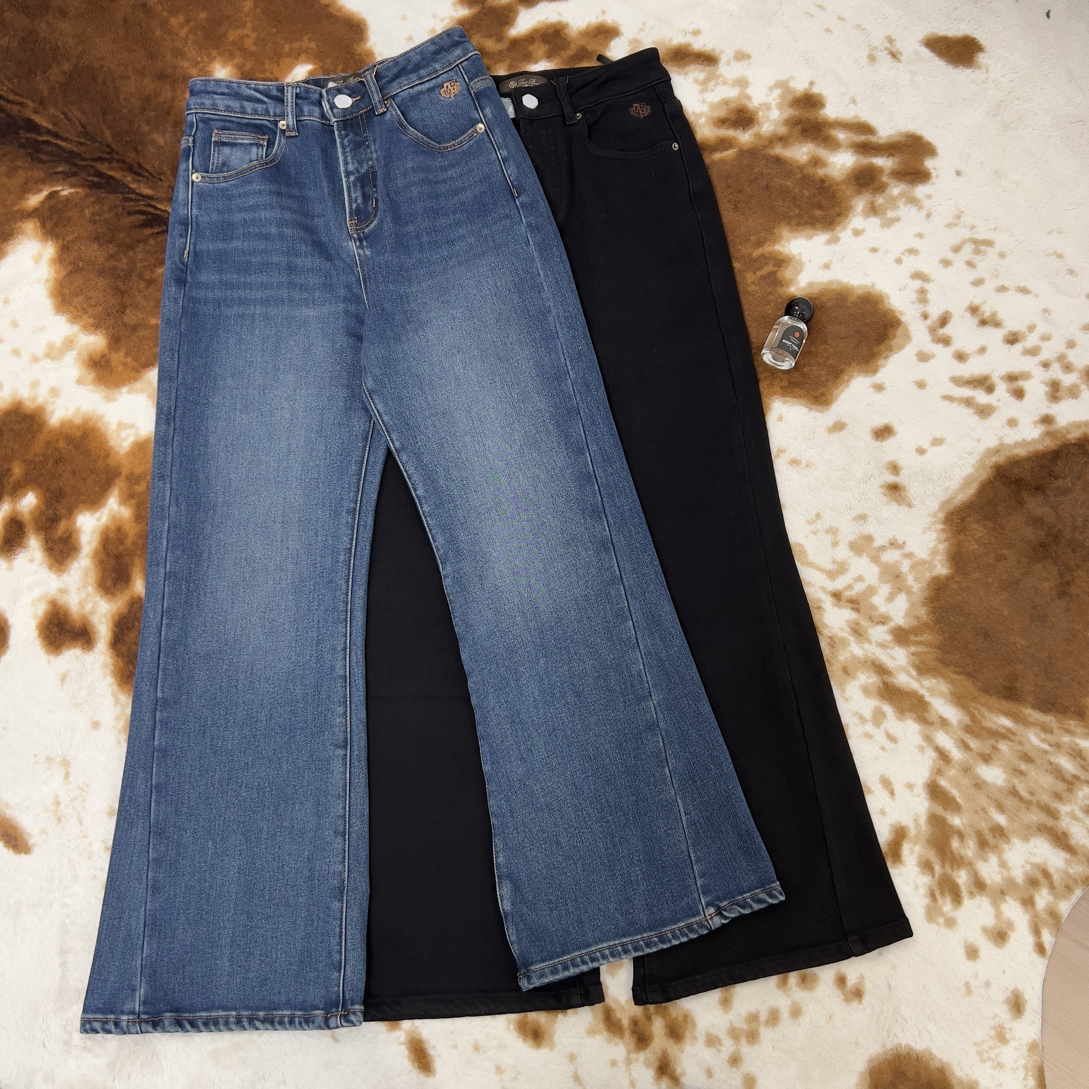 加绒加厚一条过冬洋气微喇保暖显瘦女士牛仔裤（252590）2357