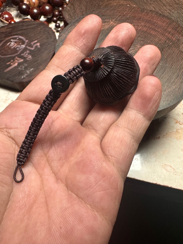 紫檀木雕刻好运连连包包挂汽车挂饰