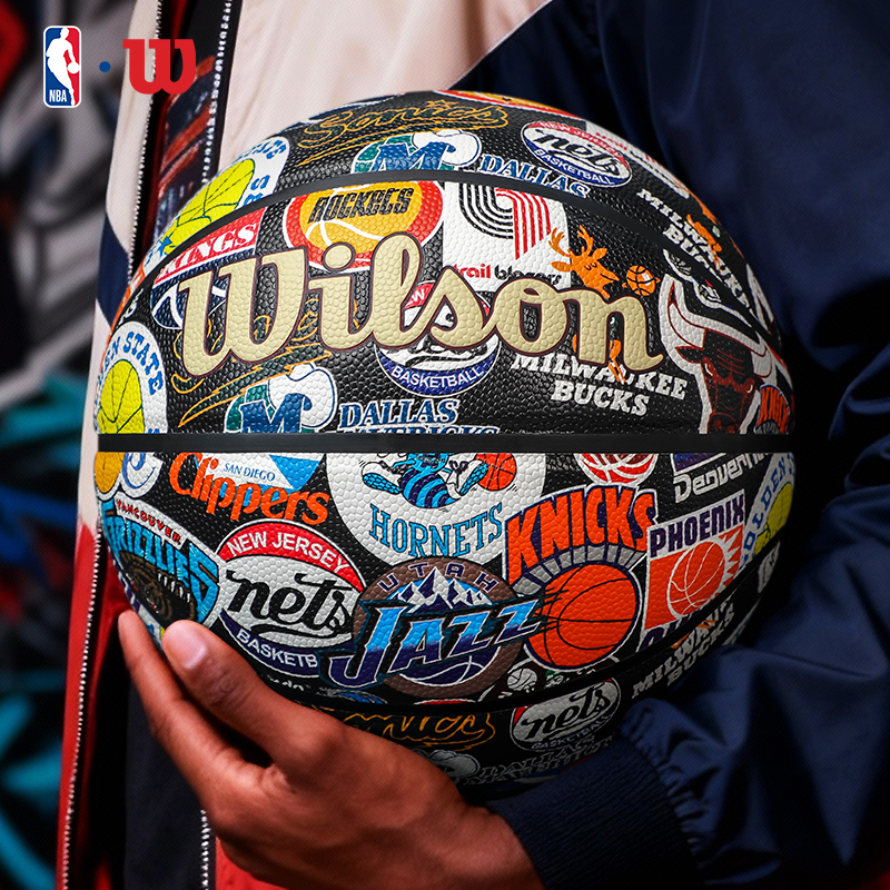 Wilson/威尔胜NBA全队徽款篮球球队复古LOGO室内外通用收藏送礼款