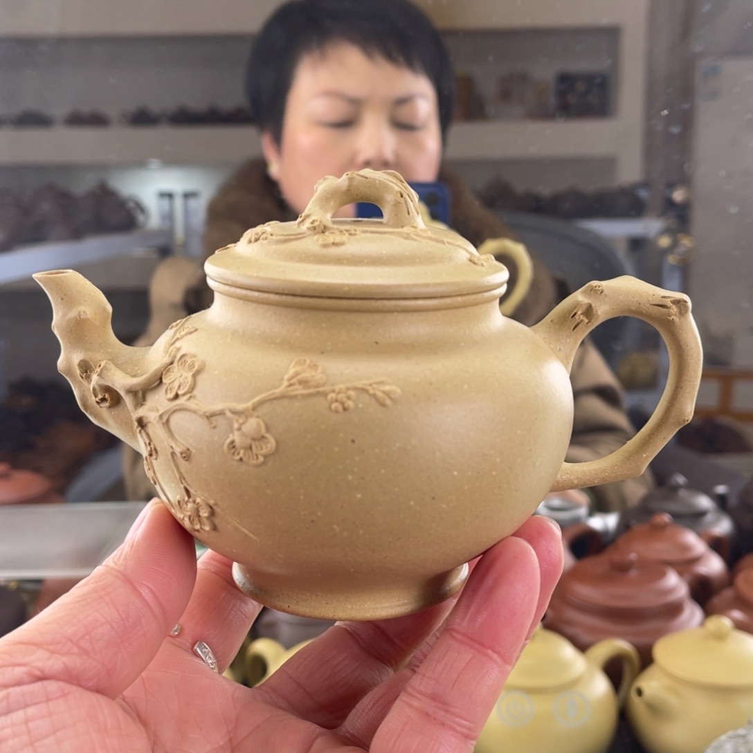 茶壶紫砂大水潭阴山梨皮全手工梅报春220cc左右