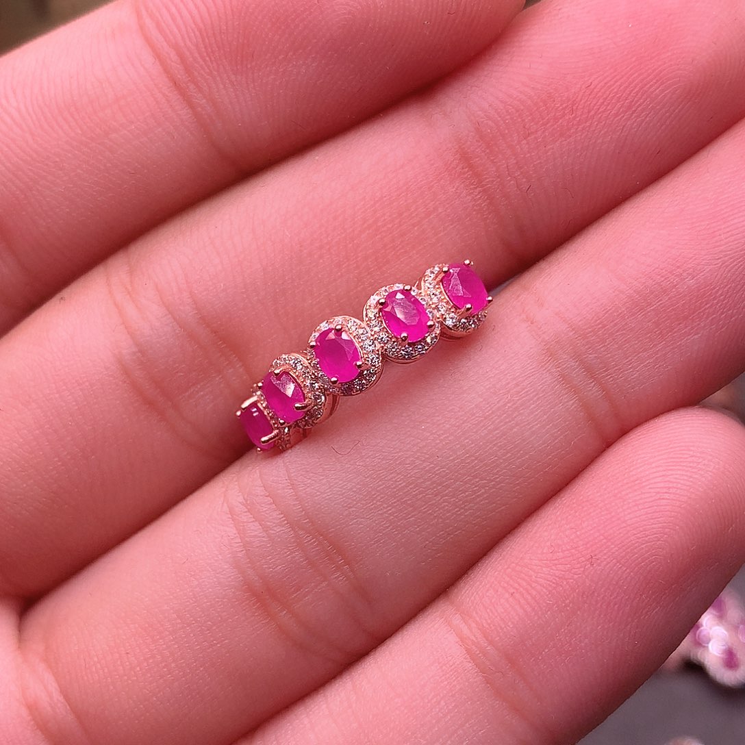 红宝石戒指银S925镶嵌