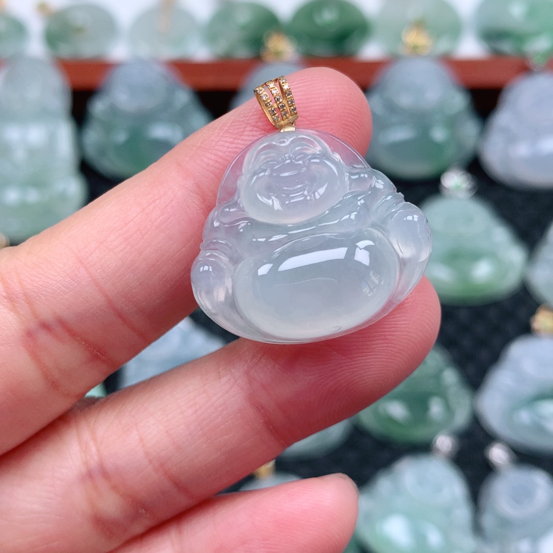 翡翠吊坠(不含链)18K金镶嵌