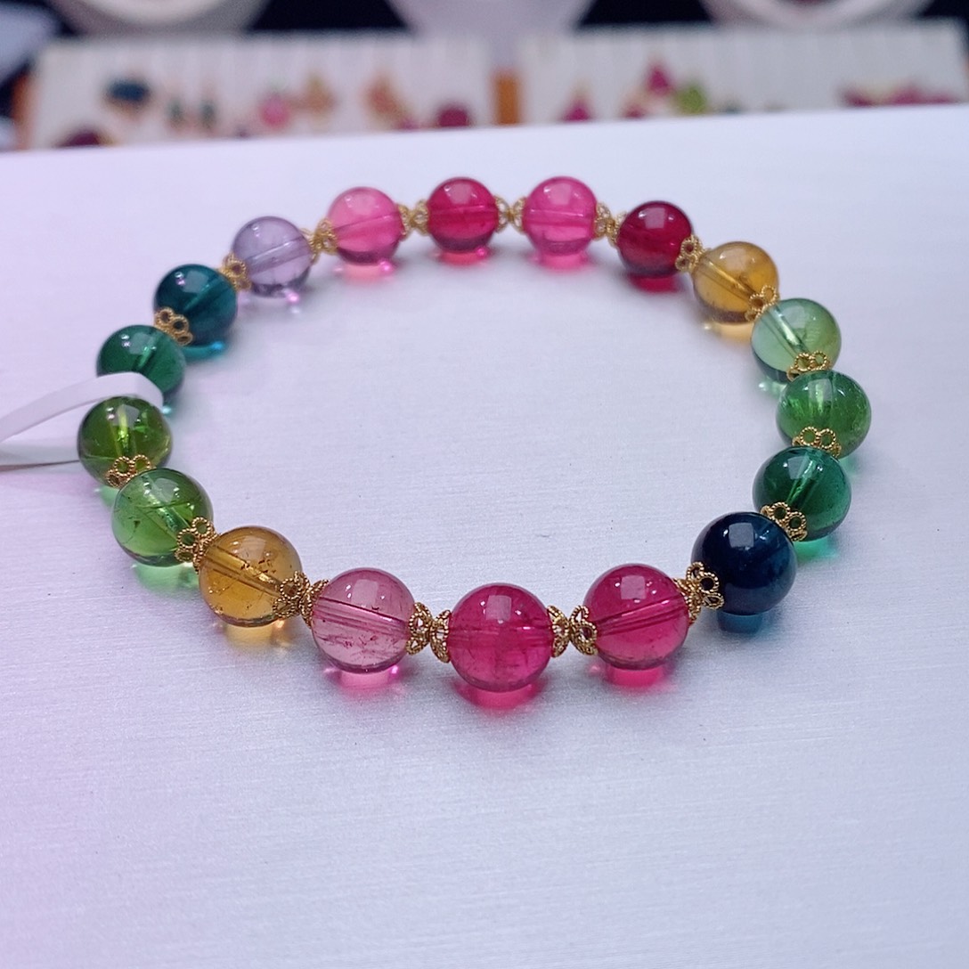 碧玺手链18K金镶嵌碧玺手链