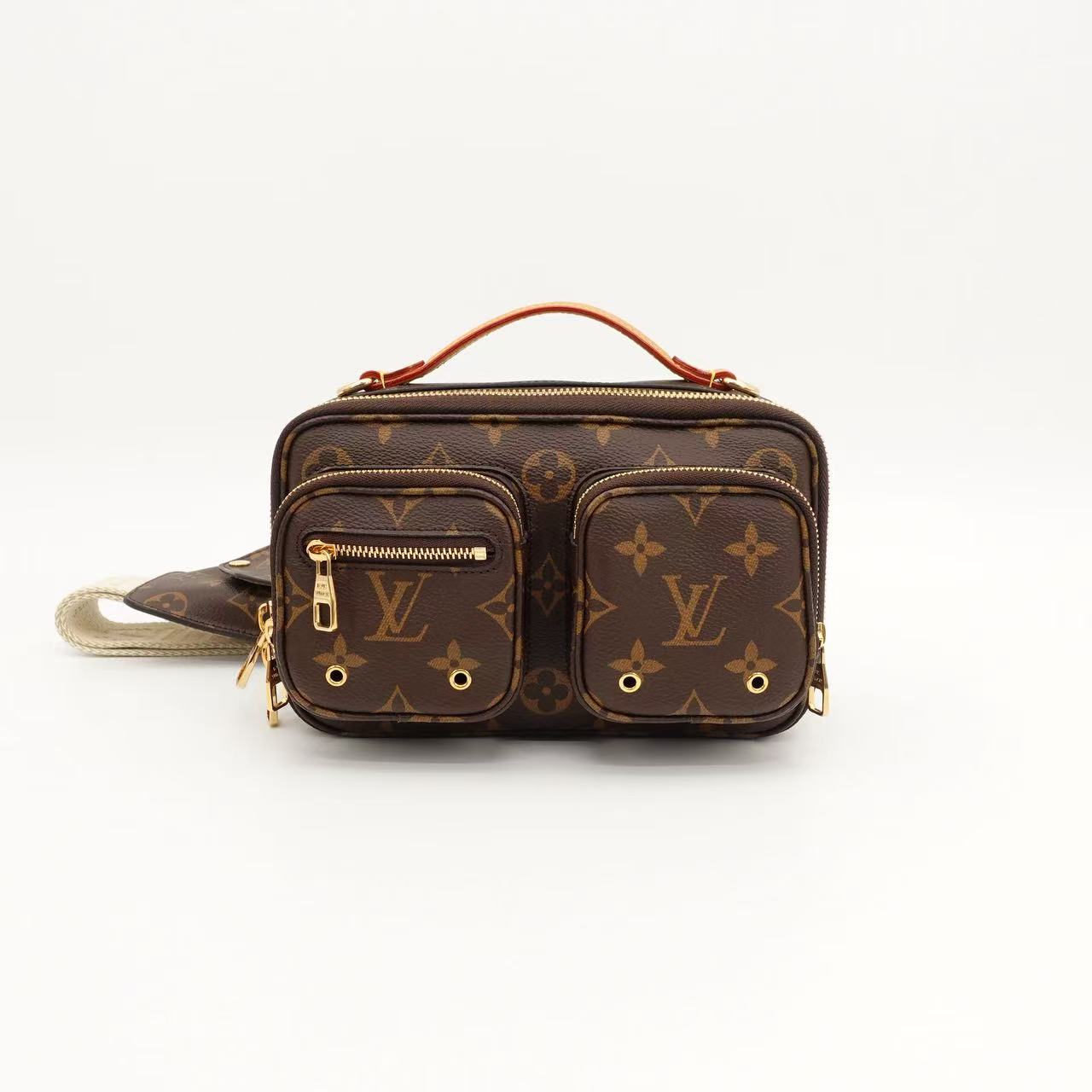 95新 LouisVuitton/路易威登 老花金扣单肩包芯片款98886691