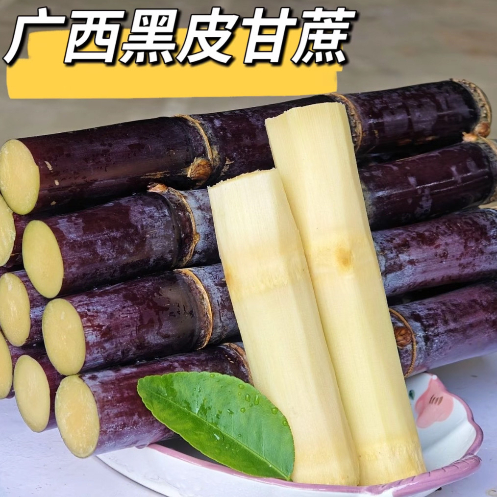 【2025头茬高山种植】广西招牌黑皮甘蔗精选中段新鲜现砍脆甜多汁