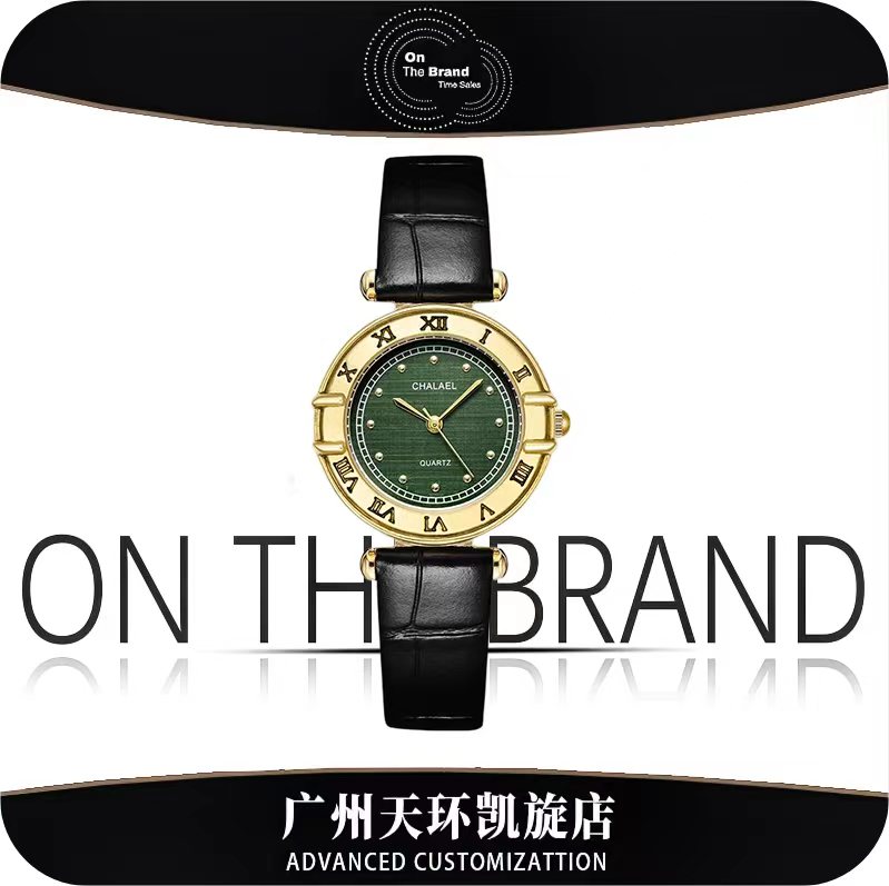 047新款高档中古风女表小众布纹盘石英腕表女士复古罗马手表