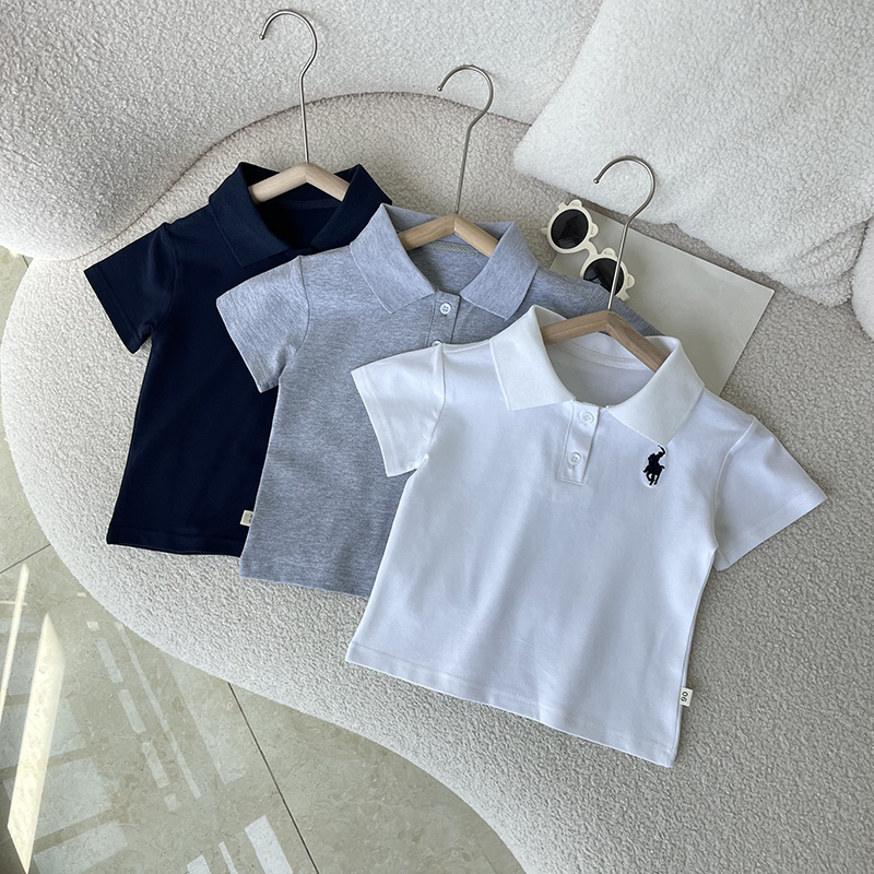 男童夏季纯色短袖POLO衫夏装短款小童上衣宝宝夏天简约款短袖
