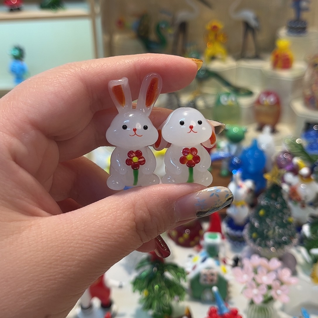 紫***宣琉璃手工艺品一对