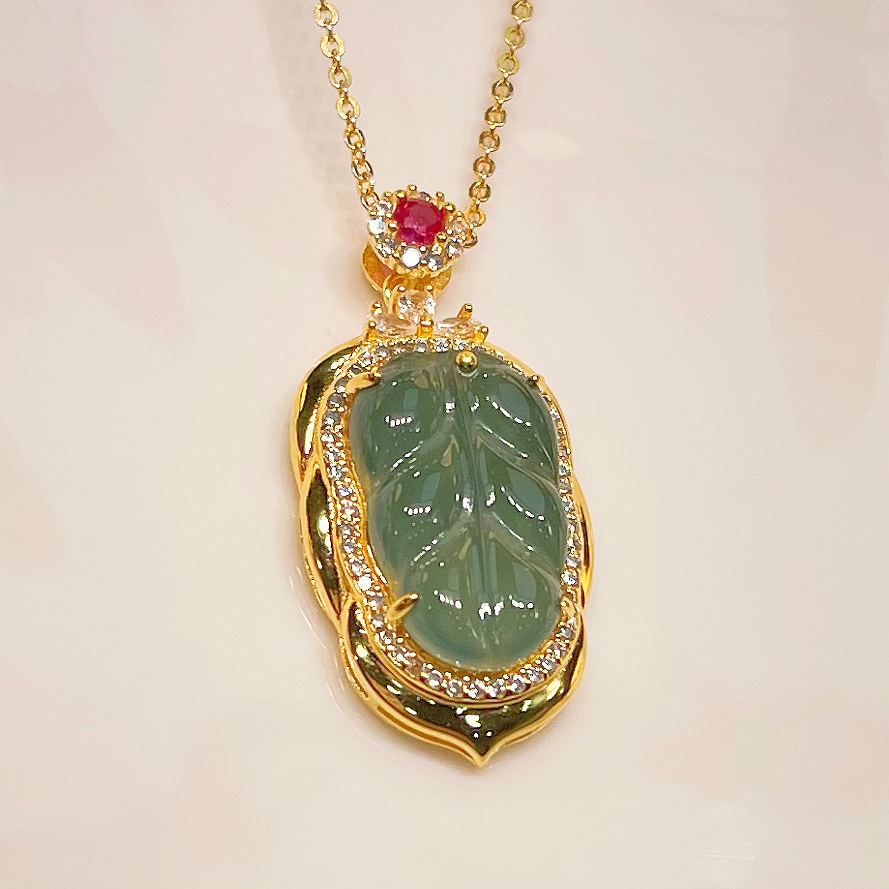 培育红宝石-中国好珍宝【66】叶来叶好款叶子吊坠【赠链子】