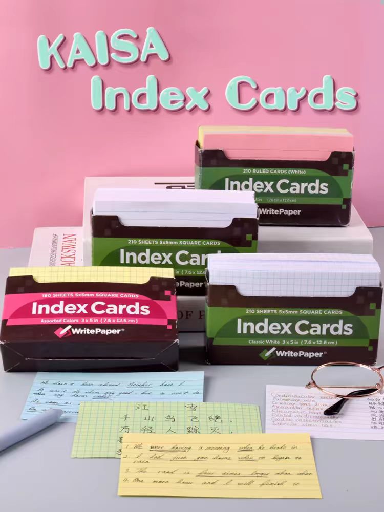 凯萨KAISA美式ins风索引卡彩色便签纸无粘性便利贴英语记忆卡片