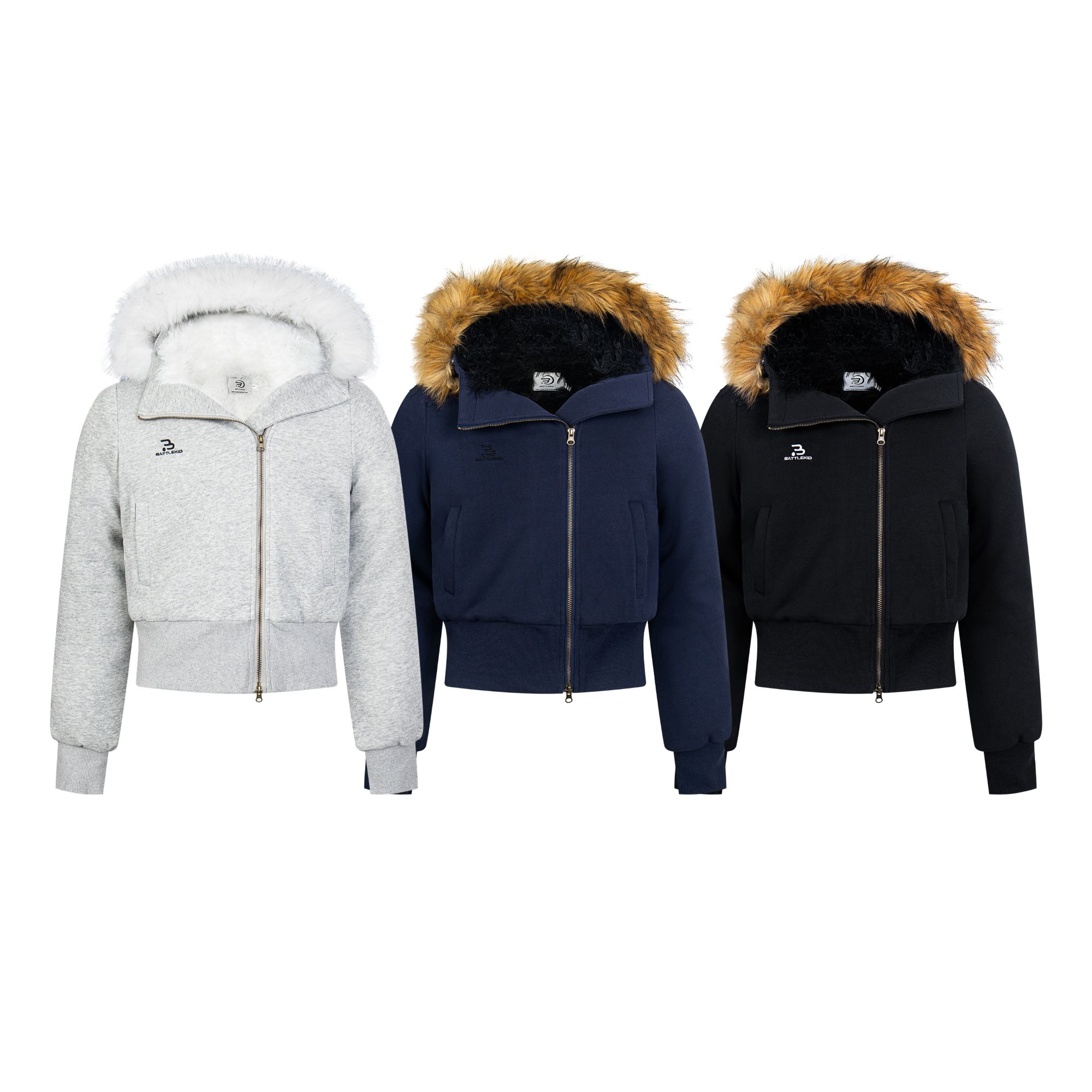 AMER 国潮美式复古大毛领侧边拉链设计连帽外套春季百搭